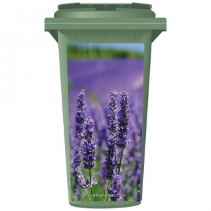 Purple Lavender Flowers Blooming Wheelie Bin Sticker Panel